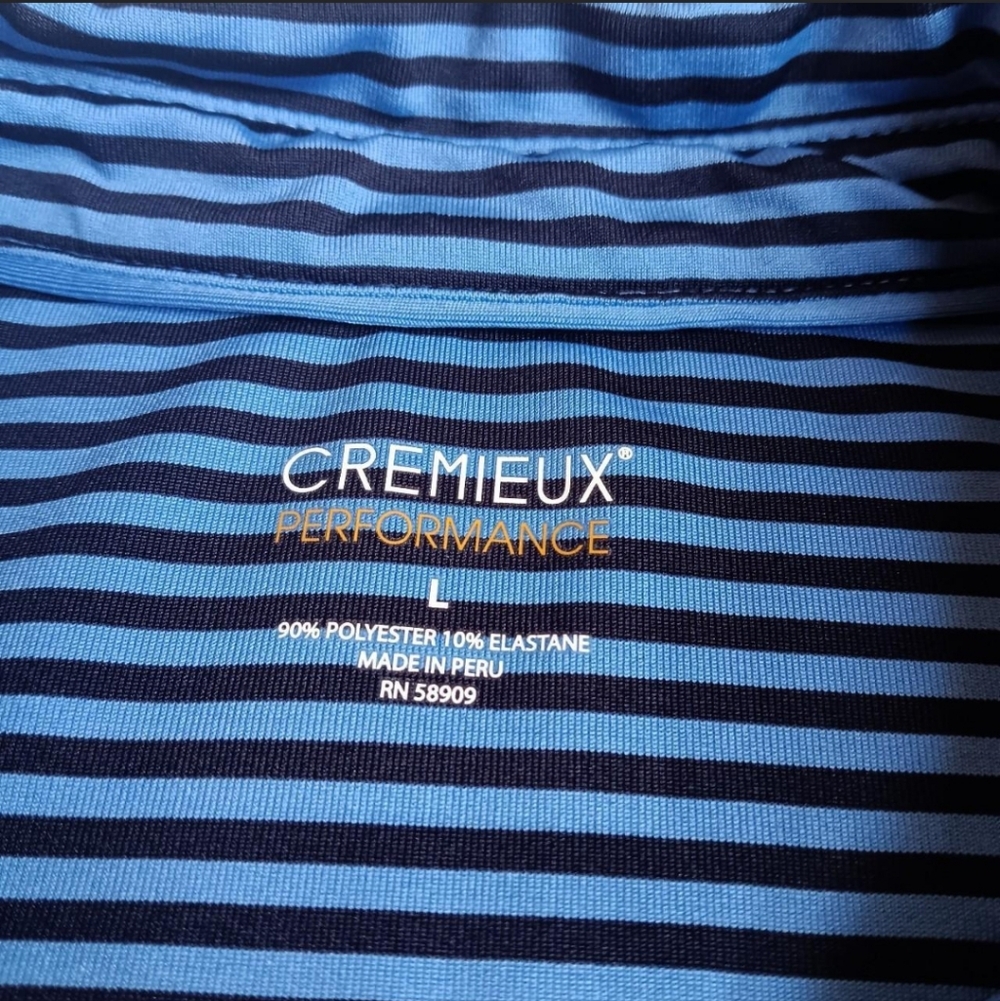 Cremieux Performance Polo Shirt Mens Large Blue Stripe Active Wear Golf Casual - Picture 4 of 9
